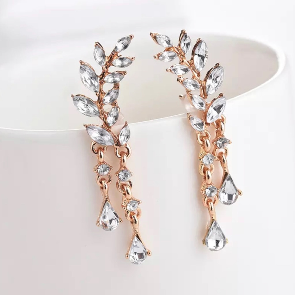Fashion Jewelry  Prom Wedding Jewelry  Rose Gold Earrings  Bridal Jewelry